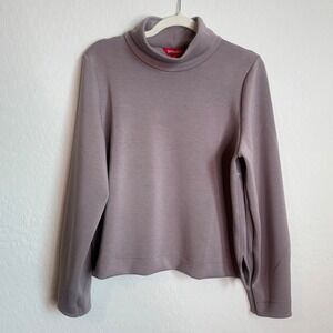 Spanx AirEssentials Luxe Mock‎ Neck Top Purple Sweatshirt Large Casual Gym Soft